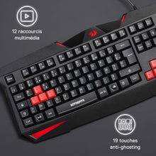 Gaming keyboard with red keys on a dark background
