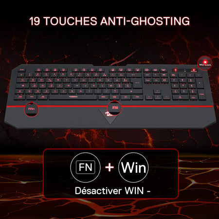 Gaming keyboard with anti-ghosting feature on a dark background