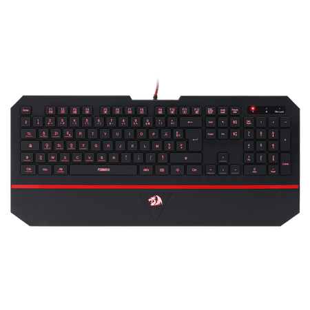 Gaming keyboard with red accents on a black background