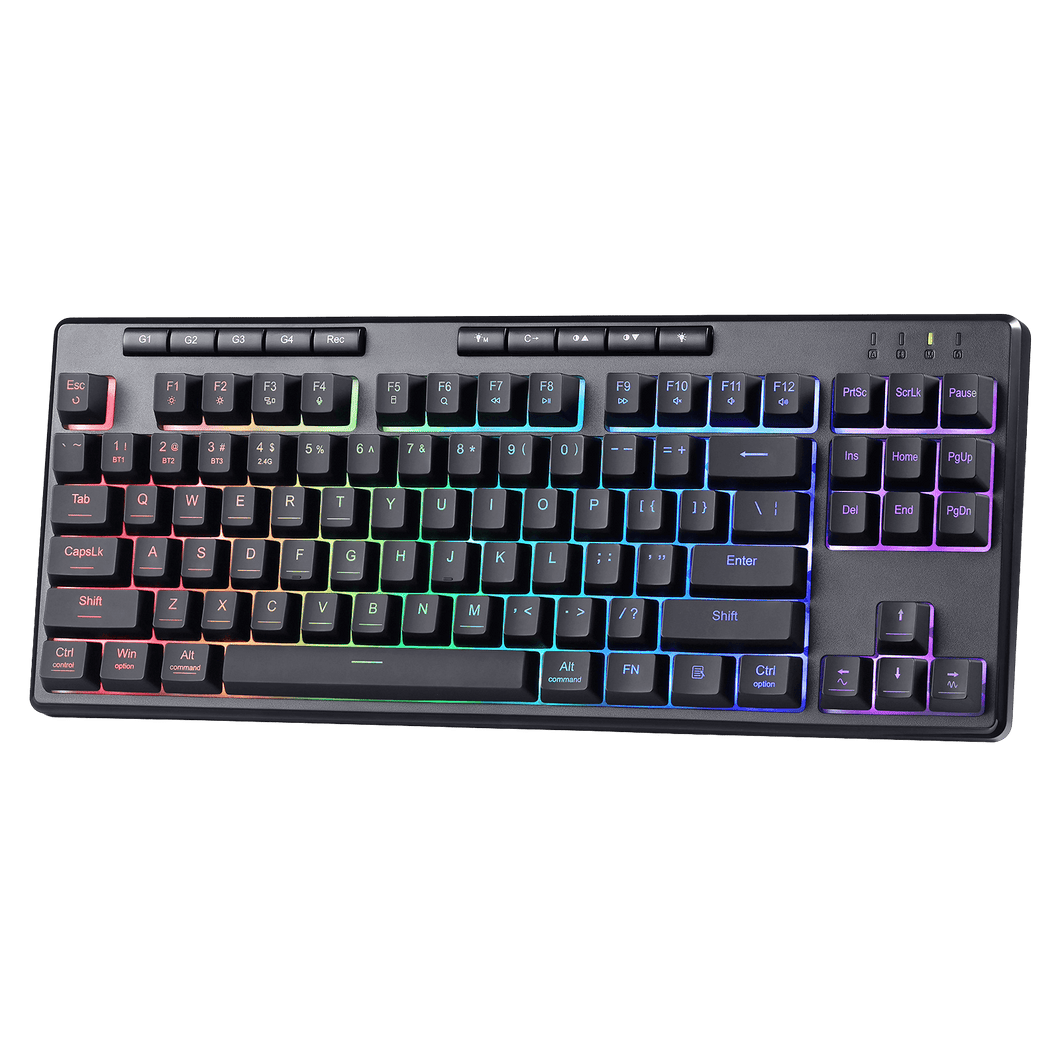 Redragon K516 PRO Shiva TKL RGB Wireless Membrane Gaming Keyboard, 87 Keys Mechanical-Feel Keyboard w/Smooth Linear Switch, On-Board Macro & Multimedia Keys, 16.8M RGB Backlit, Software Supported
