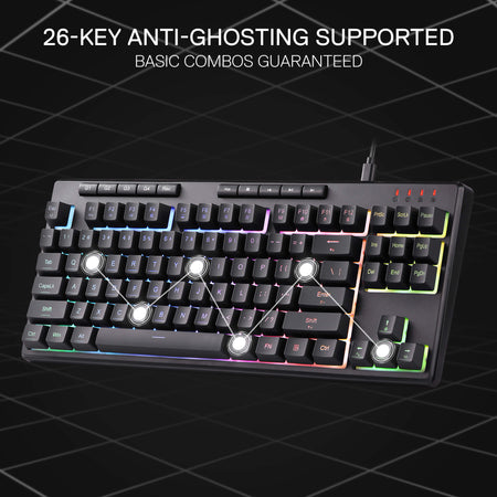 Redragon K516 Shiva TKL Wired RGB Membrane Gaming Keyboard, 87 Keys Mechanical-Feel Keyboard w/Smooth Linear Switch, On-Board Macro & Dedicated Multimedia Keys, 16.8M RGB Backlit, Software Supported