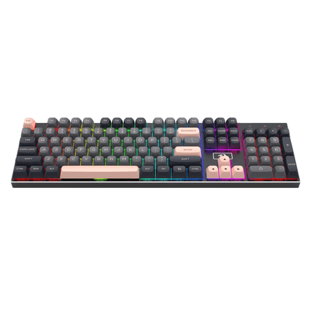Redragon K556 SE Wired Gaming Keyboard, 104 Keys Hot-Swap Mechanical Keyboard w/Original Aluminum Base, Upgraded Socket, Noise Dampening Kit, PBT Keycaps & Custom Linear Switch, Dawn Sakura Color