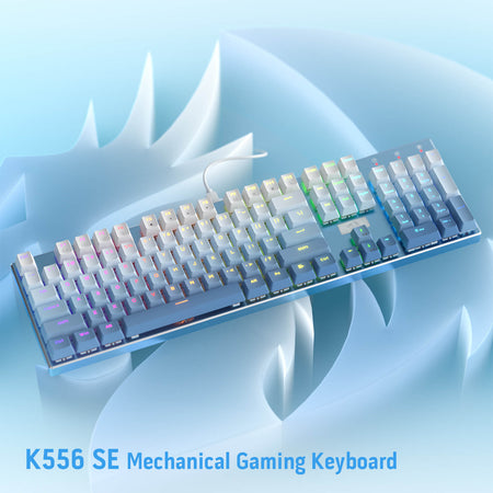 Redragon K556 SE RGB LED Backlit Wired Mechanical Gaming Keyboard, Aluminum Base, 104 Keys Upgraded Socket, 3.5mm Sound Absorbing Foams, Hot-Swap Linear Quiet Red Switch, Gradient Blue