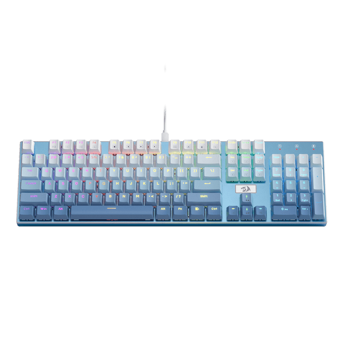 Redragon K556 SE RGB LED Backlit Wired Mechanical Gaming Keyboard, Aluminum Base, 104 Keys Upgraded Socket, 3.5mm Sound Absorbing Foams, Hot-Swap Linear Quiet Red Switch, Gradient Blue
