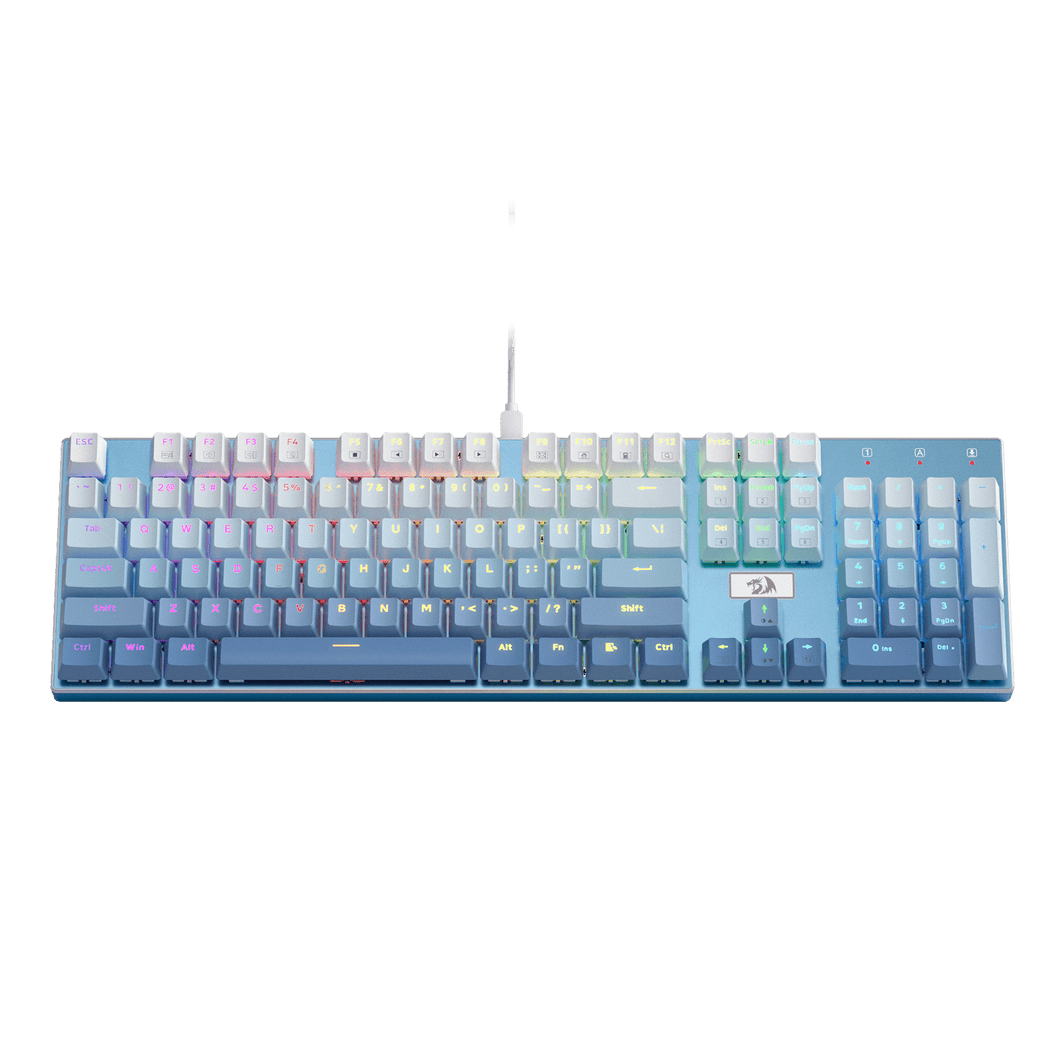 Redragon K556 SE RGB LED Backlit Wired Mechanical Gaming Keyboard, Aluminum Base, 104 Keys Upgraded Socket, 3.5mm Sound Absorbing Foams, Hot-Swap Linear Quiet Red Switch, Gradient Blue