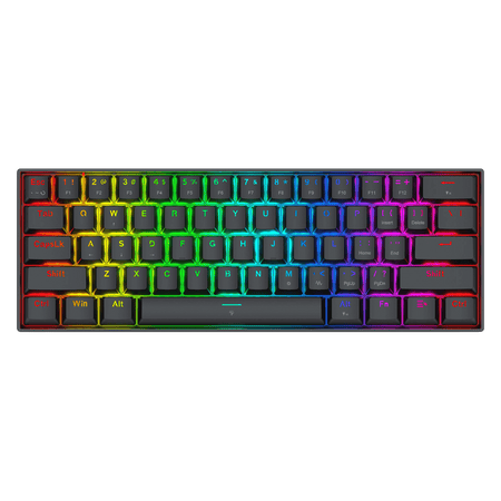 Redragon K617 FIZZ Gaming keyboard with RGB lighting on a black background