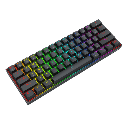 Redragon K617 FIZZ Mechanical keyboard with RGB lighting on a black background