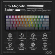 Redragon K617 Rapid Trigger Gaming Keyboard, 60% Wired Mechanical Keyboard w/ 8k Hz Polling Rate, Hyper-Fast 0.2mm Actuation Custom Magnetic Switch Adjustable via Software, Misty Grey