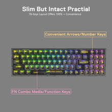 Redragon K628 PRO SE 75% 3-Mode Wireless RGB Gaming Keyboard, 78 Keys Full-Transparent Hot-Swap Compact Mechanical Keyboard w/Upgraded Socket, Dedicated Arrow Keys & Numpad, Translucent Custom Switch