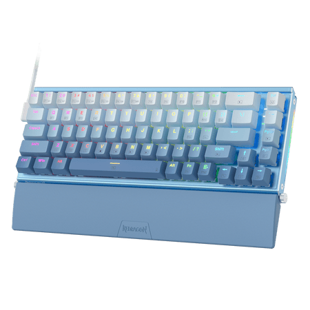 Redragon K641 65% Aluminum RGB Mechanical Keyboard, Wired 68 Keys Compact Gaming Keyboard w/ 3.5mm Sound Absorbing Foams, Detachable Wrist Rest, Gradient Keycaps, Upgraded Hot-Swap Socket