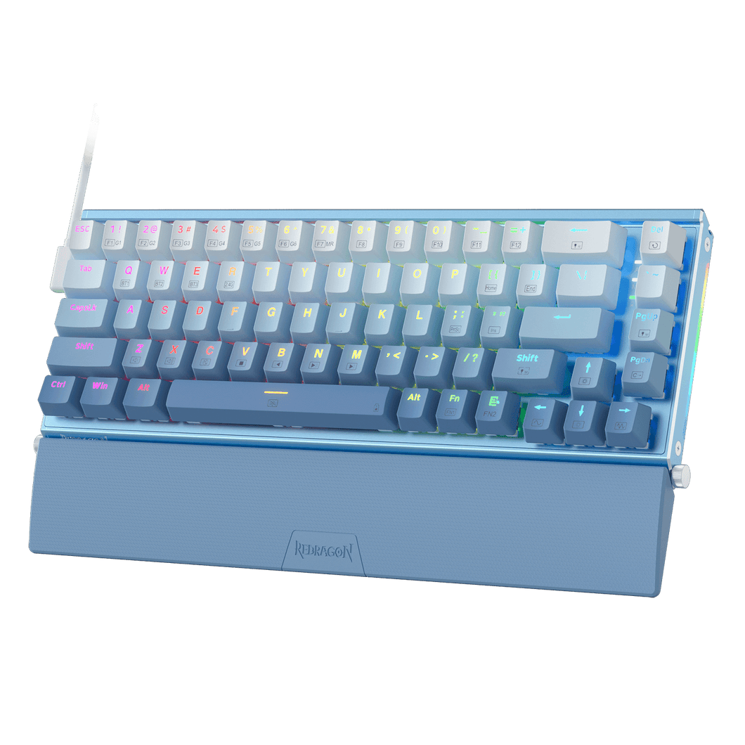 Redragon K641 65% Aluminum RGB Mechanical Keyboard, Wired 68 Keys Compact Gaming Keyboard w/ 3.5mm Sound Absorbing Foams, Detachable Wrist Rest, Gradient Keycaps, Upgraded Hot-Swap Socket