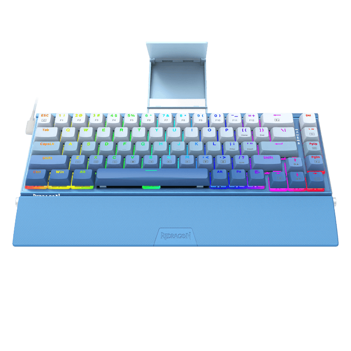 Redragon K641 SHACO PRO 60% Aluminum RGB Mechanical Keyboard, Bluetooth/2.4Ghz/Wired 3-Mode 68 Keys Compact Gaming Keyboard with Detachable Phone Stand/Gradient Keycaps/Upgraded Hot-Swap Socket