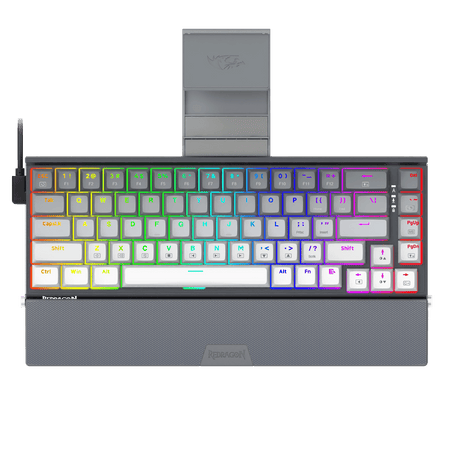 Redragon K641 SHACO PRO 60% Aluminum RGB Mechanical Keyboard, Bluetooth/2.4Ghz/Wired 3-Mode 68 Keys Compact Gaming Keyboard with Detachable Phone Stand/Gradient Keycaps/Upgraded Hot-Swap Socket