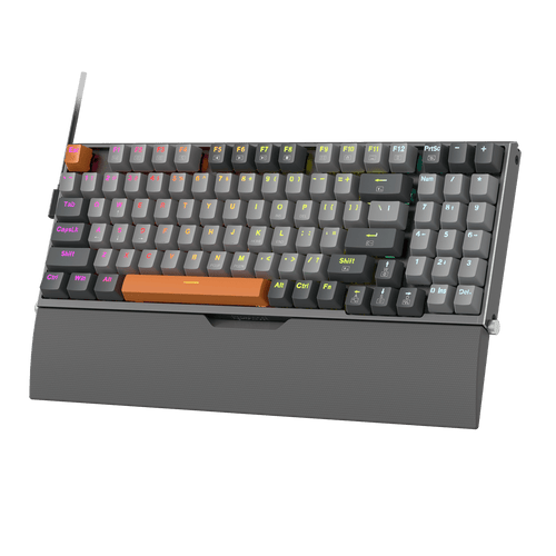 Redragon K648 90% Wired Aluminum RGB Gaming Keyboard, 94 Keys Tactical Mechanical Keyboard w/Hot-Swap Socket, Rock-Solid Metal Board Built-in Noise Absorbing Foams & Wrist Support, Quiet Red Switch