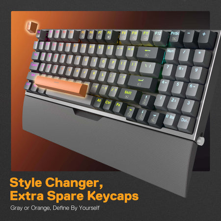 Redragon K648 90% Wired Aluminum RGB Gaming Keyboard, 94 Keys Tactical Mechanical Keyboard w/Hot-Swap Socket, Rock-Solid Metal Board Built-in Noise Absorbing Foams & Wrist Support, Quiet Red Switch