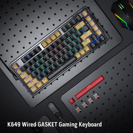 Redragon K649 78% Wired Gasket RGB Gaming Keyboard, 82 Keys Layout Hot-Swap Compact Mechanical Keyboard w/Hot-Swappable Socket, Sound Absorbing Foam, Quiet Custom Linear Switch