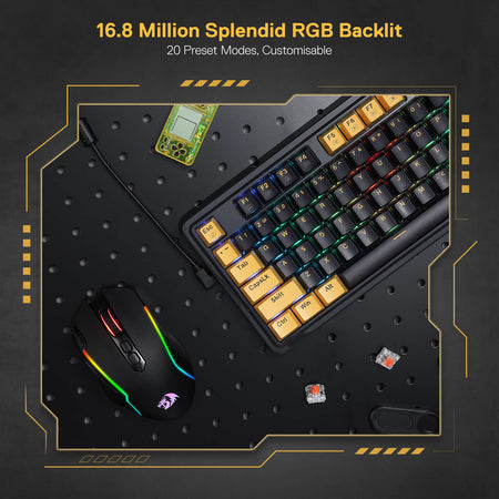 Redragon K649 78% Wired Gasket RGB Gaming Keyboard, 82 Keys Layout Hot-Swap Compact Mechanical Keyboard w/Hot-Swappable Socket, Sound Absorbing Foam, Quiet Custom Linear Switch