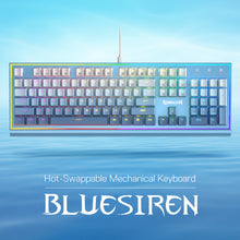 Redragon K654 RGB Gaming Keyboard, 104 Keys Wired Mechanical Keyboard w/Weighted Aluminum Frame, 3.5mm Sound Absorbing Foams, Upgraded Hot-swappable Socket, Mixed Color Keycaps, Bluemade
