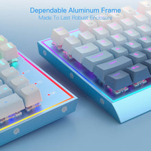 Redragon K654 RGB Gaming Keyboard, 104 Keys Wired Mechanical Keyboard w/Weighted Aluminum Frame, 3.5mm Sound Absorbing Foams, Upgraded Hot-swappable Socket, Mixed Color Keycaps, Bluemade