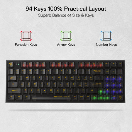 Redragon K658 PRO SE 90% 3-Mode Wireless RGB Gaming Keyboard, 94 Keys Full-Transparent Hot-Swap Mechanical Keyboard w/Upgraded Socket, Sound Absorbing Foams, Full Numpad, Translucent Custom Switch