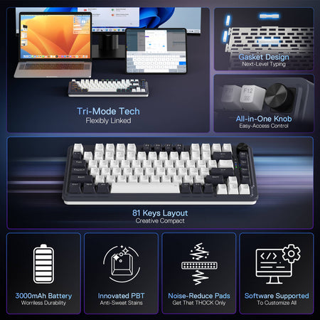 Redragon K673 PRO 75% Wireless Gasket RGB Gaming Keyboard