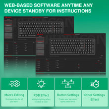 Web-based software interface with keyboard controls on a green background