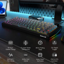 Mechanical keyboard with RGB lighting on a desk, featuring Redragon branding.