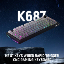 Gaming keyboard with RGB lighting on a starry space-themed background