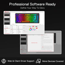Software interface with colorful keyboard layout on a black background