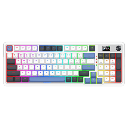 Redragon K719 Wireless Gasket Gaming Keyboard w/Hype Screen & Knob, 95 Keys Mechanical Keyboard, Easy-Control 1.14’’ TFT Info Display, 5-Layer Noise Dampener, Round PBT Keycaps, Mint Mambo Switch