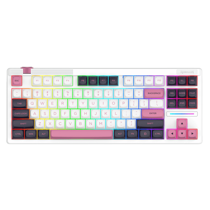 Redragon K729 80% Wired Gasket RGB Gaming Keyboard, 87 Keys TKL Mechanical Keyboard w/Dedicated Knob Control, Hot-Swap Socket, Mixed Color Keycaps & 5-Layer Noise Dampening, Custom Linear Switch