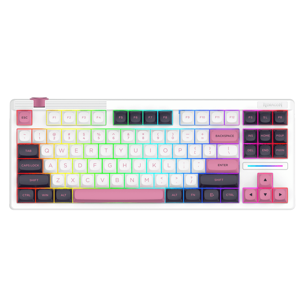 Redragon K729 80% Wired Gasket RGB Gaming Keyboard, 87 Keys TKL Mechanical Keyboard w/Dedicated Knob Control, Hot-Swap Socket, Mixed Color Keycaps & 5-Layer Noise Dampening, Custom Linear Switch