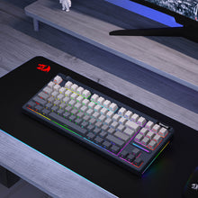 Gaming keyboard with RGB lighting on a desk