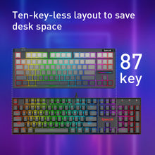 Keyboard with ten-key-less layout on a purple gradient background