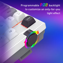 Keyboard with RGB backlight customization feature on a gradient background