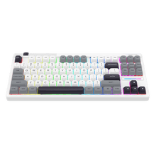 Mechanical keyboard with RGB lighting on a white background