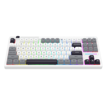 Mechanical keyboard with RGB lighting on a white background