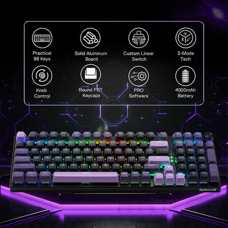 Mechanical keyboard with RGB lighting on a dark background