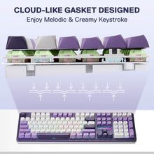 Mechanical keyboard with cloud-like gasket design on a white background