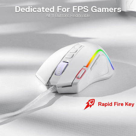 Redragon M612 Predator RGB Gaming Mouse, 8000 DPI Wired Optical Gamer Mouse with  11 Programmable Buttons & 5 Backlit Modes, Software Supports DIY Keybinds Rapid Fire Button