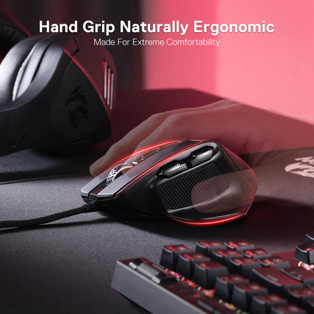 Redragon M806 Bullseye Gaming Mouse, 7 Programmable Buttons Wired RGB Gamer Mouse w/Ergonomic Natural Grip Build, Software Supports DIY Keybinds & Backlit