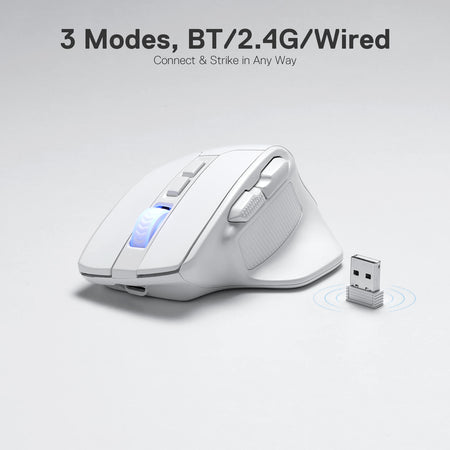 Redragon M806 Wireless Gaming Mouse, 7 Programmable Buttons Wired RGB Gamer Mouse w/ 3-Mode Connection, BT & 2.4G Wireless, Ergonomic Natural Grip Build, Software Supports DIY Keybinds & Backlit