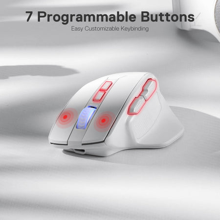 Redragon M806 Wireless Gaming Mouse, 7 Programmable Buttons Wired RGB Gamer Mouse w/ 3-Mode Connection, BT & 2.4G Wireless, Ergonomic Natural Grip Build, Software Supports DIY Keybinds & Backlit