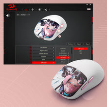 Mouse with customizable settings interface on a pink background