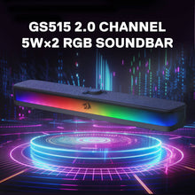 Redragon GS515 RGB Desktop Soundbar, 2.0 Channel Stereo Computer Speakers for Desktop with Bluetooth 5.3, USB-C/USB Powered, Black