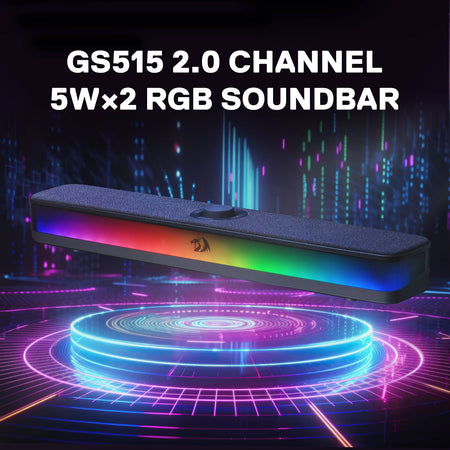 Redragon GS515 RGB Desktop Soundbar, 2.0 Channel Stereo Computer Speakers for Desktop with Bluetooth 5.3, USB-C/USB Powered, Black