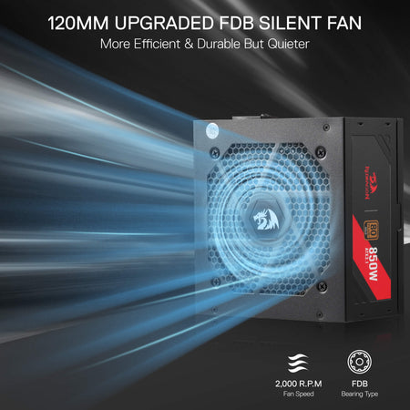 120mm upgraded FDB silent fan with blue cooling effect on a dark background