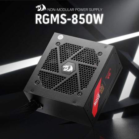 Non-modular power supply unit with brand logo on a dark background