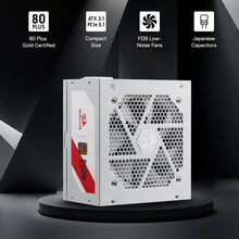 Computer power supply unit with features highlighted on a dark background