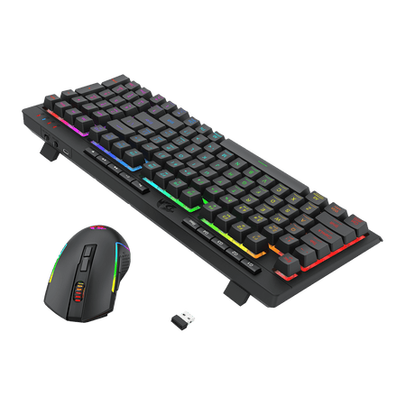 Redragon S142 Wireless Gaming Keyboard & Mouse Combo, 98 Keys K515 PRO Wireless RGB Membrane Keyboard and 4800 DPI Wireless M693 PRO Gaming Mouse Bundle
